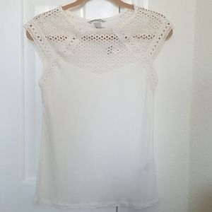 H&M Crochet Trim Short Sleeve Tee